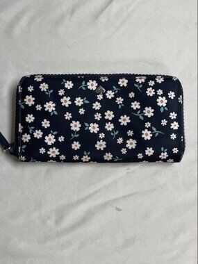 Kate Spade Blue Jae Fleurette Toss Large Nylon Continental Wallet